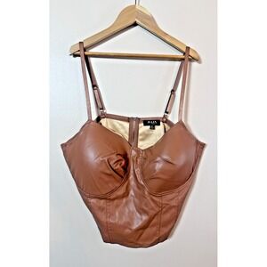 Julia Faux Leather Bustier Corset Crop Women Plus 2X Zip Strap Rodeo Western Y2K